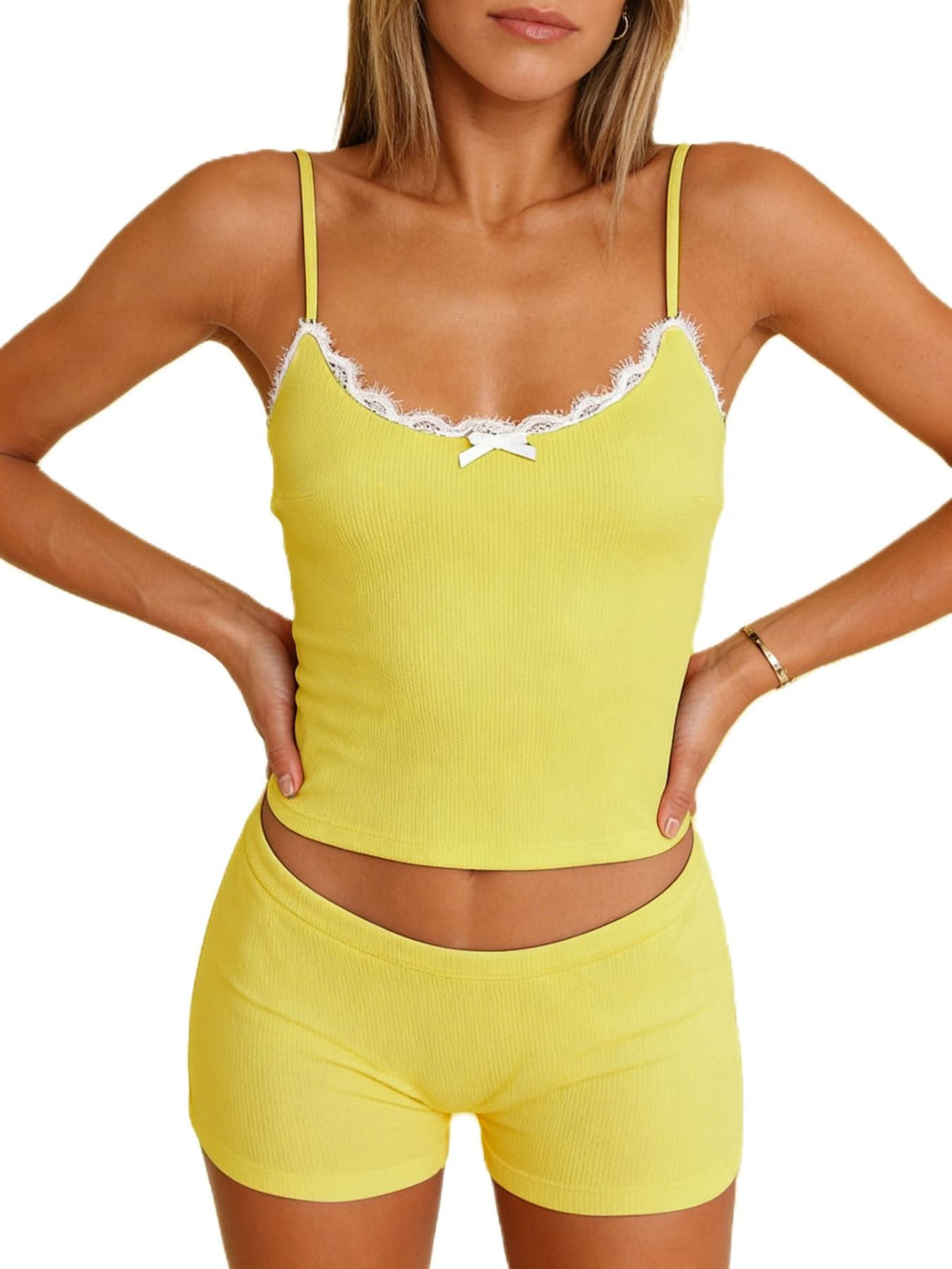 Contrast Trim Cami and Shorts Set