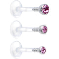 BodyCandy 16G 5/16 Pink Gem Bioplast Triple Forward Helix Barbell 3 Pack Set — main product shot