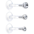BodyCandy 16G 5/16 Clear Gem Bioplast Triple Forward Helix Barbell 3 Pack Set — main product shot