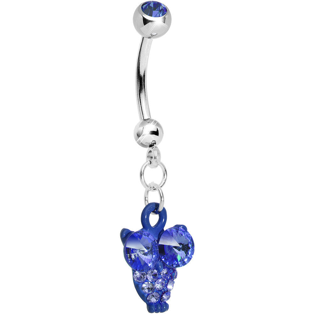 BodyCandy Blue Gem Oversized Eyes Owl Dangle Belly Ring — main product shot