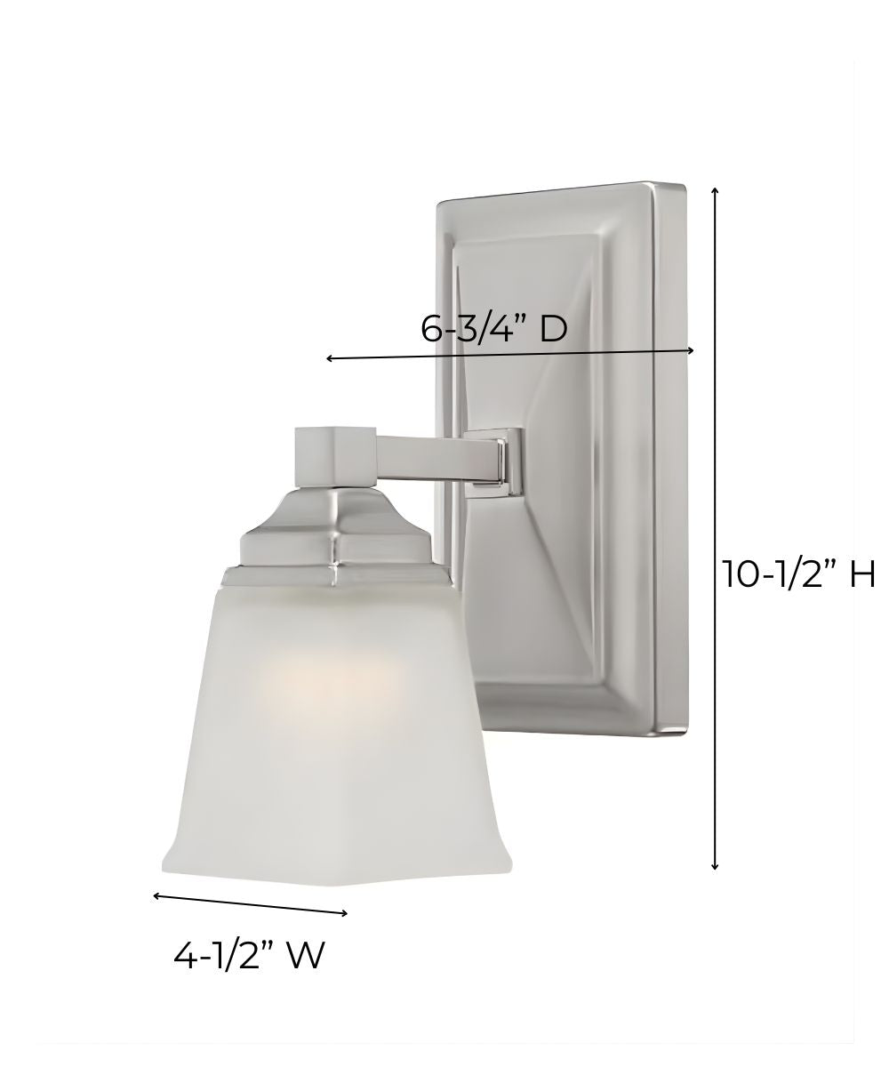 5"W 1-Light LED Bath Vanity Light Fixture Brushed Nickel Finish with Square Shade – LampsUSA, view 4