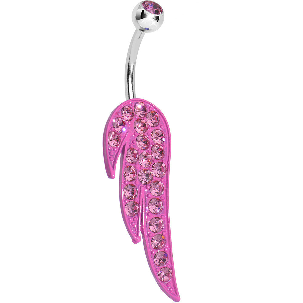 BodyCandy Pink Gem Glimmering Singular Angel Wing Belly Ring — main product shot