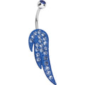 BodyCandy Blue Gem Glimmering Singular Angel Wing Belly Ring — main product shot