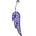 BodyCandy Purple Gem Glimmering Singular Angel Wing Belly Ring — main product shot