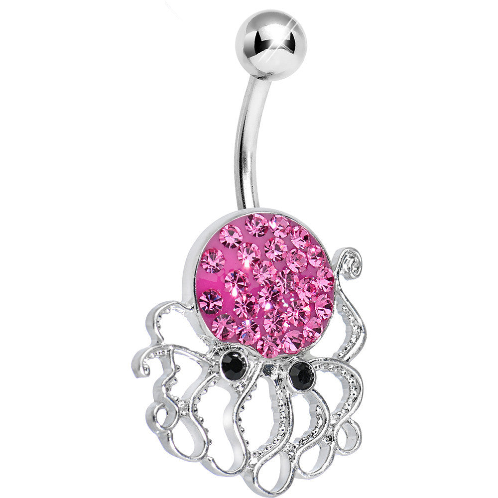 BodyCandy Pink Gem Paved Glamorous Octopus Belly Ring — main product shot