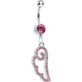BodyCandy Pink Gem Spiral Angel Wing Dangle Belly Ring — main product shot