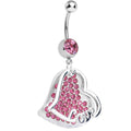 BodyCandy Pink Gem Paved Love Heart Dangle Belly Ring — main product shot
