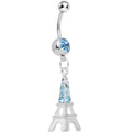 BodyCandy Aqua Gem Elegant Eiffel Tower Dangle Belly Ring — main product shot