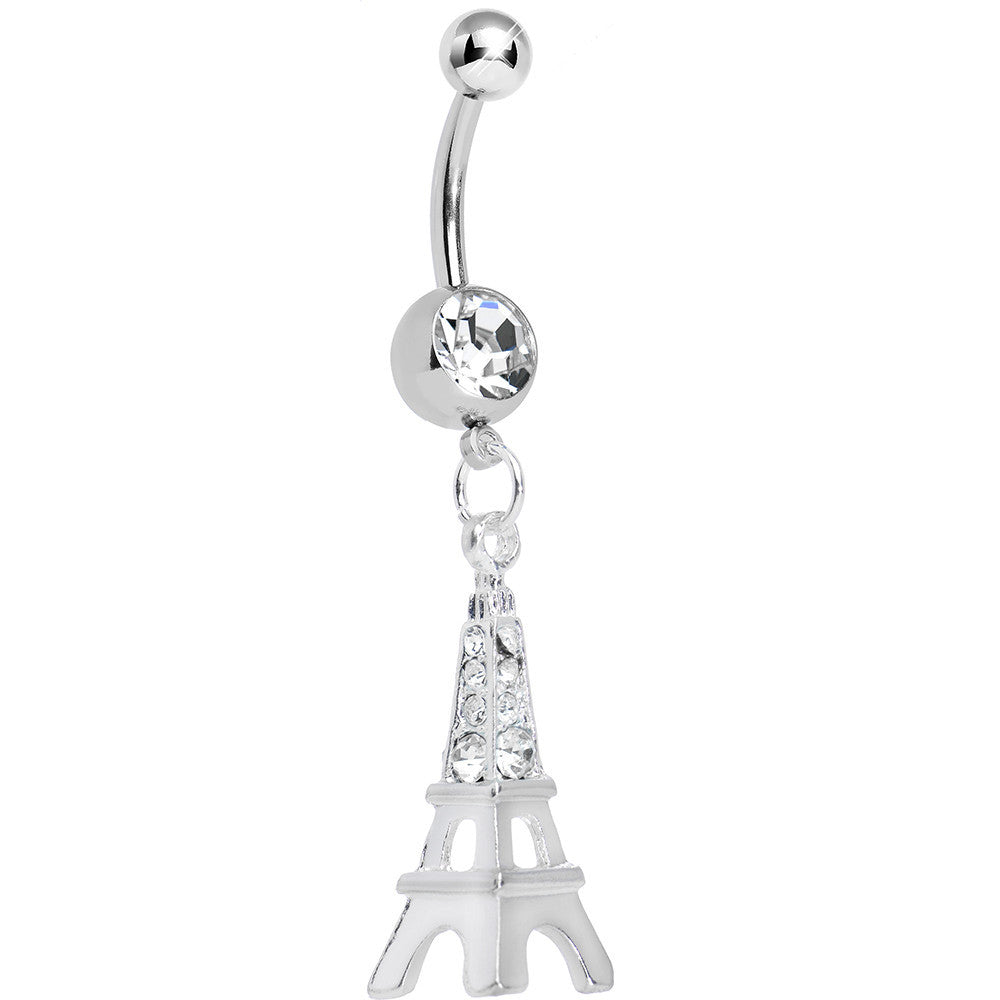 BodyCandy Clear Gem Elegant Eiffel Tower Dangle Belly Ring — main product shot