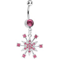 BodyCandy Pink Gem Starry Snowflake Dangle Belly Ring — main product shot