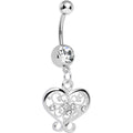 BodyCandy Crystalline Gem Opulent Scrolled Heart Dangle Belly Ring — main product shot