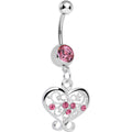 BodyCandy Pink Gem Opulent Scrolled Heart Dangle Belly Ring — main product shot