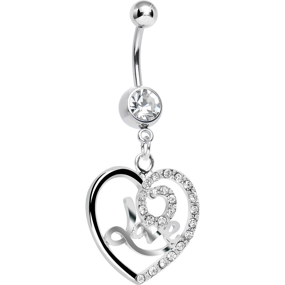 BodyCandy Crystalline Gem Gleaming Love Heart Dangle Belly Ring — main product shot