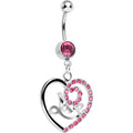 BodyCandy Pink Gem Gleaming Love Heart Dangle Belly Ring — main product shot