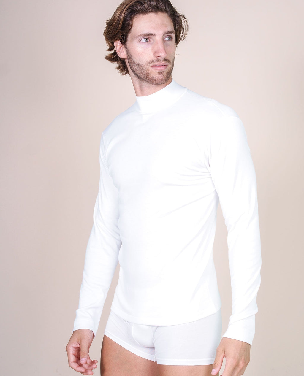 BASIC COTTON Free Spirit Premium Quality 100% Brushed/Fleece Cotton Men's Turtleneck Made in Italy (955) — view 3