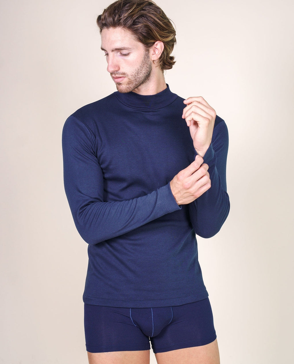 BASIC COTTON Free Spirit Premium Quality 100% Brushed/Fleece Cotton Men's Turtleneck Made in Italy (955) — view 8