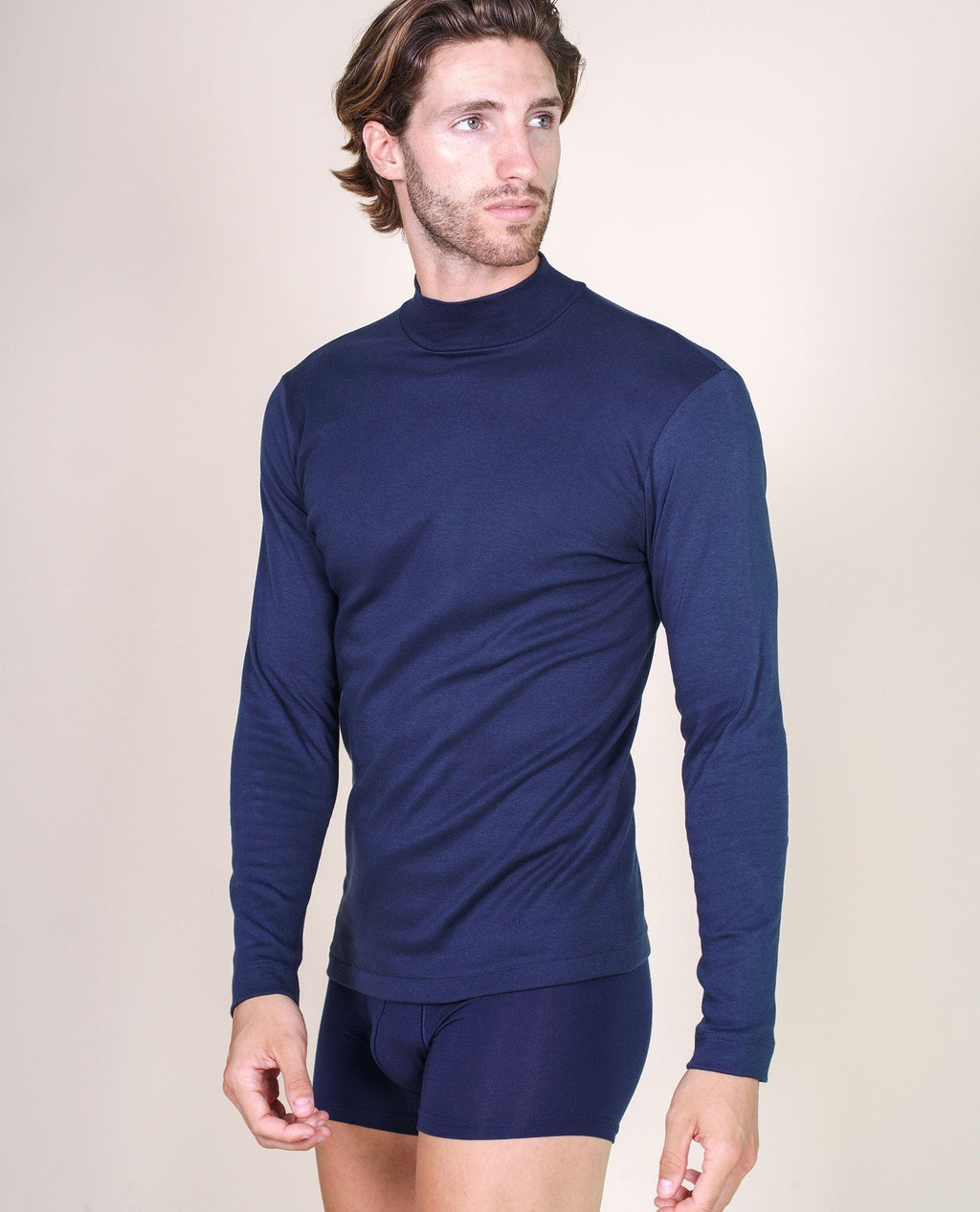 tittimitti BASIC COTTON Free Spirit Premium Quality 100% Brushed/Fleece Cotton Men's Turtleneck Made in Italy (955) — packagi