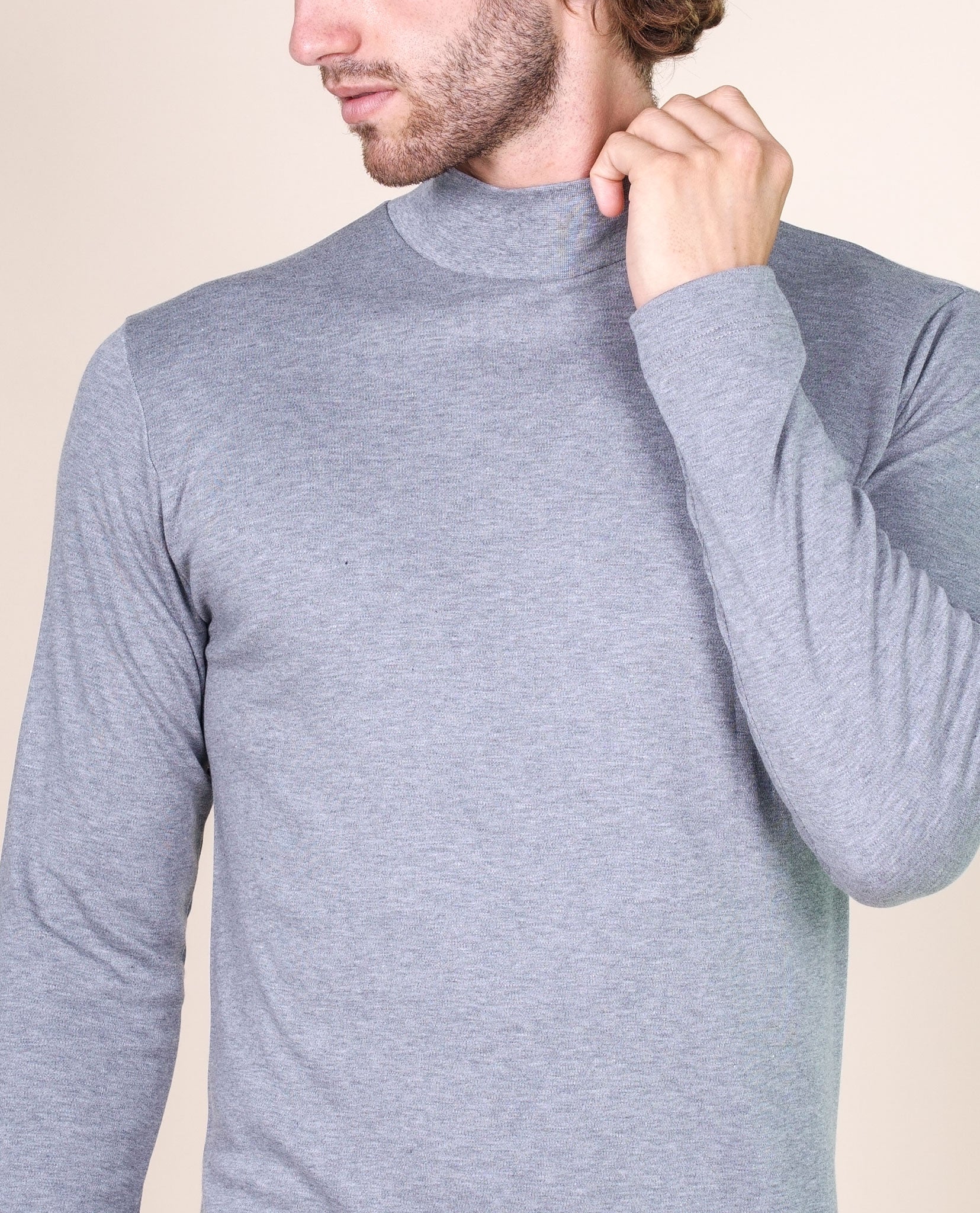 tittimitti BASIC COTTON Free Spirit Premium Quality 100% Brushed/Fleece Cotton Men's Turtleneck Made in Italy (955) — feature