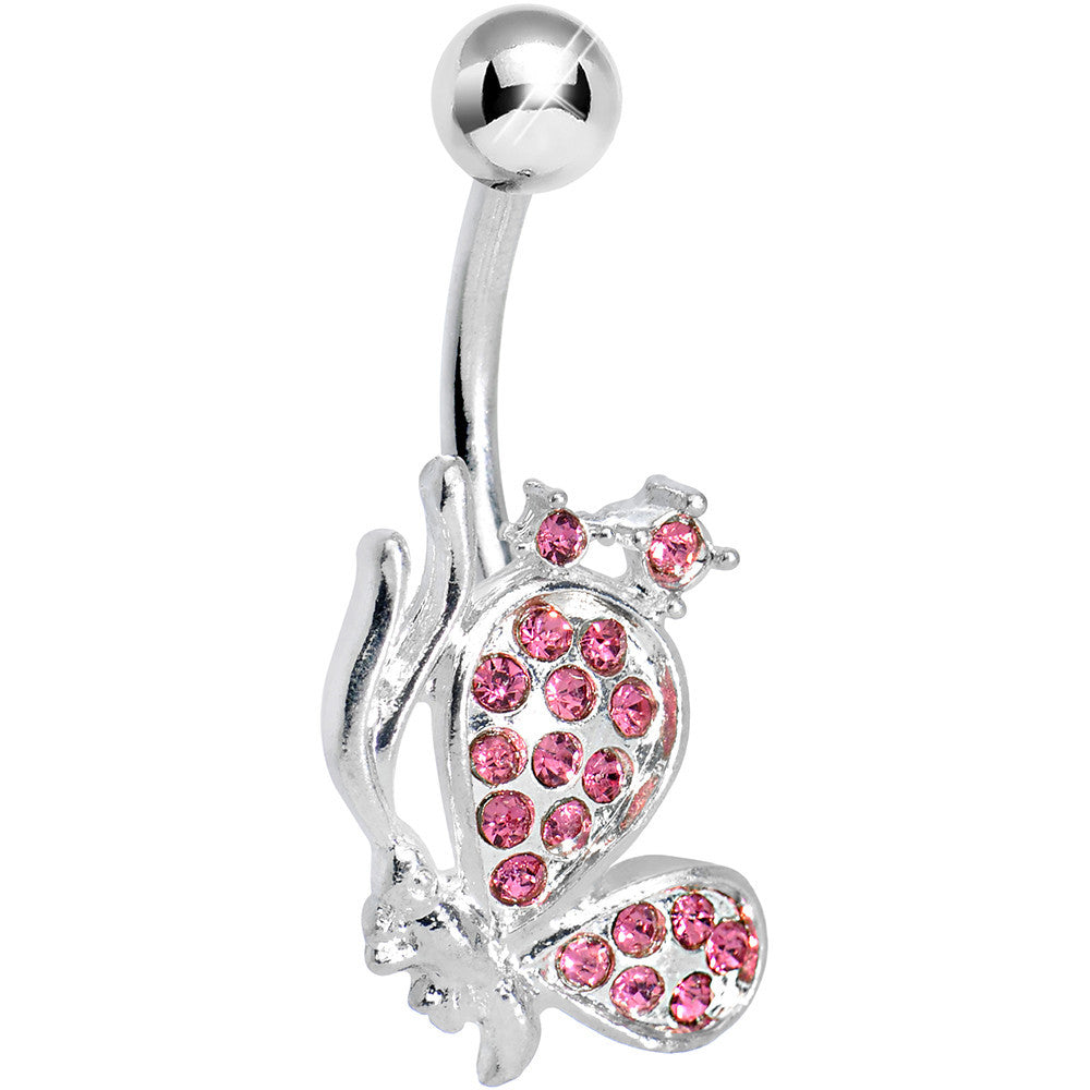 BodyCandy Pink Gem Shy Butterfly Belly Ring — main product shot