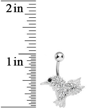 BodyCandy Crystalline Gem As the Crow Flies Bird Belly Ring — detail close-up