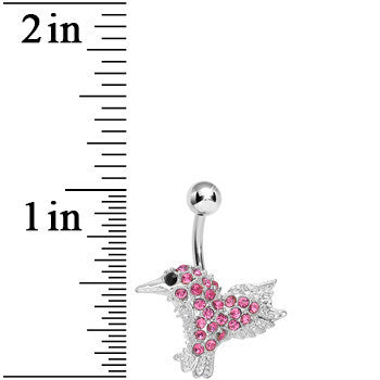 BodyCandy Pink Gem As the Crow Flies Bird Belly Ring — detail close-up