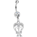 BodyCandy Crystalline Gem Love Tied in a Bow Heart Dangle Belly Ring — main product shot