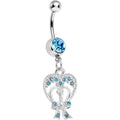 BodyCandy Aqua Gem Love Tied in a Bow Heart Dangle Belly Ring — main product shot