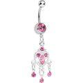 BodyCandy Pink Gem Chandelier Heart Dangle Belly Ring — main product shot