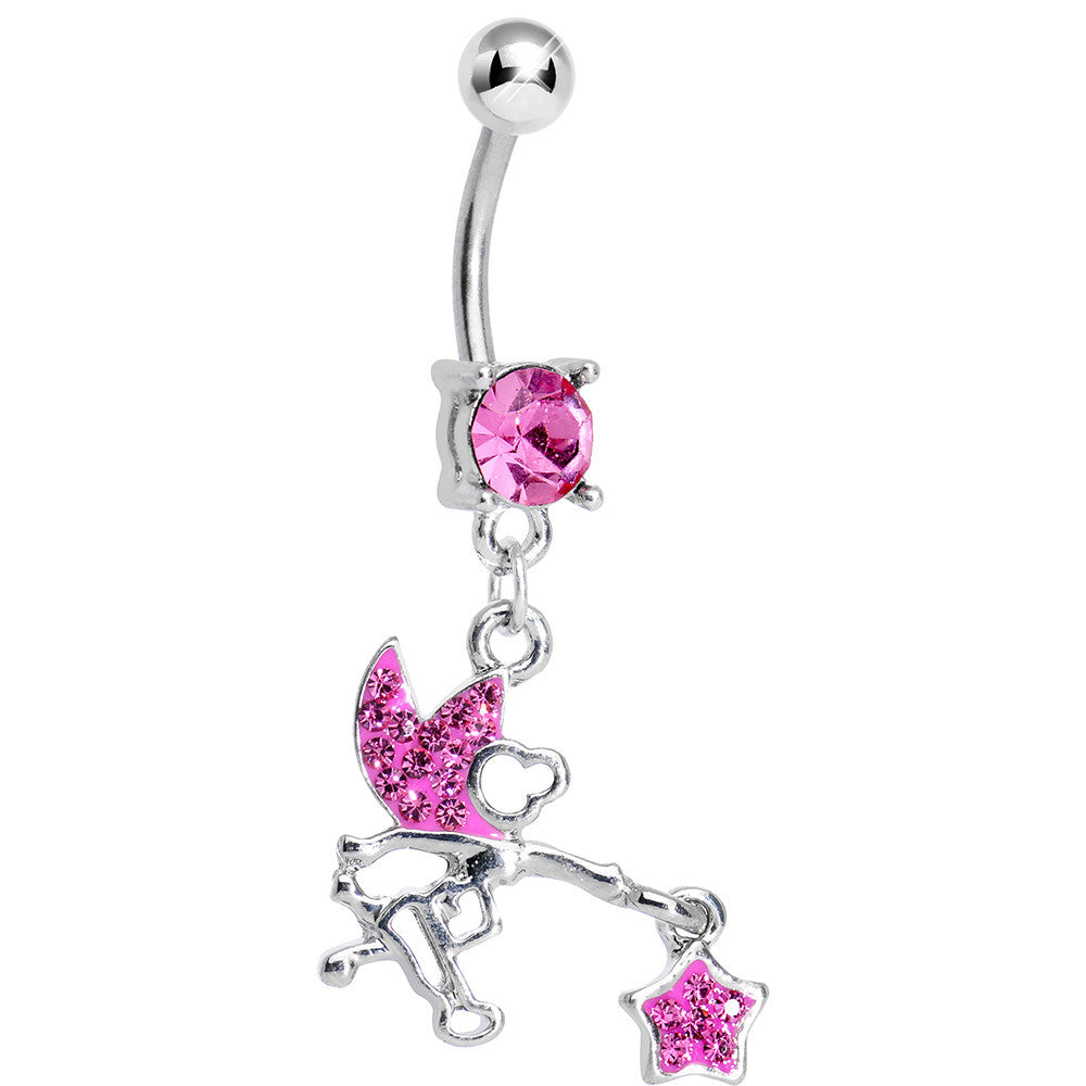 BodyCandy Pink Gem Chasing a Star Fairy Dangle Belly Ring — main product shot