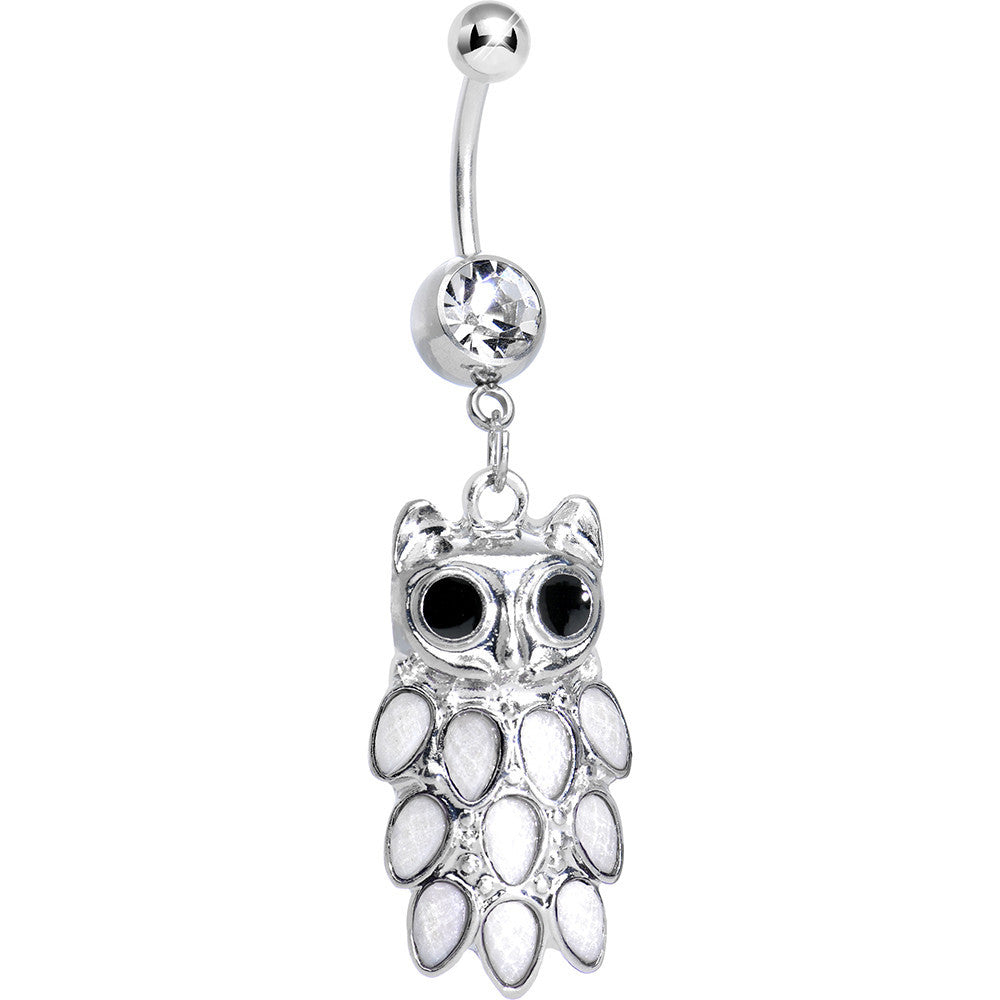 BodyCandy Crystalline Gem Dressed Up Owl Dangle Belly Ring — main product shot