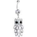BodyCandy Crystalline Gem Dressed Up Owl Dangle Belly Ring — main product shot