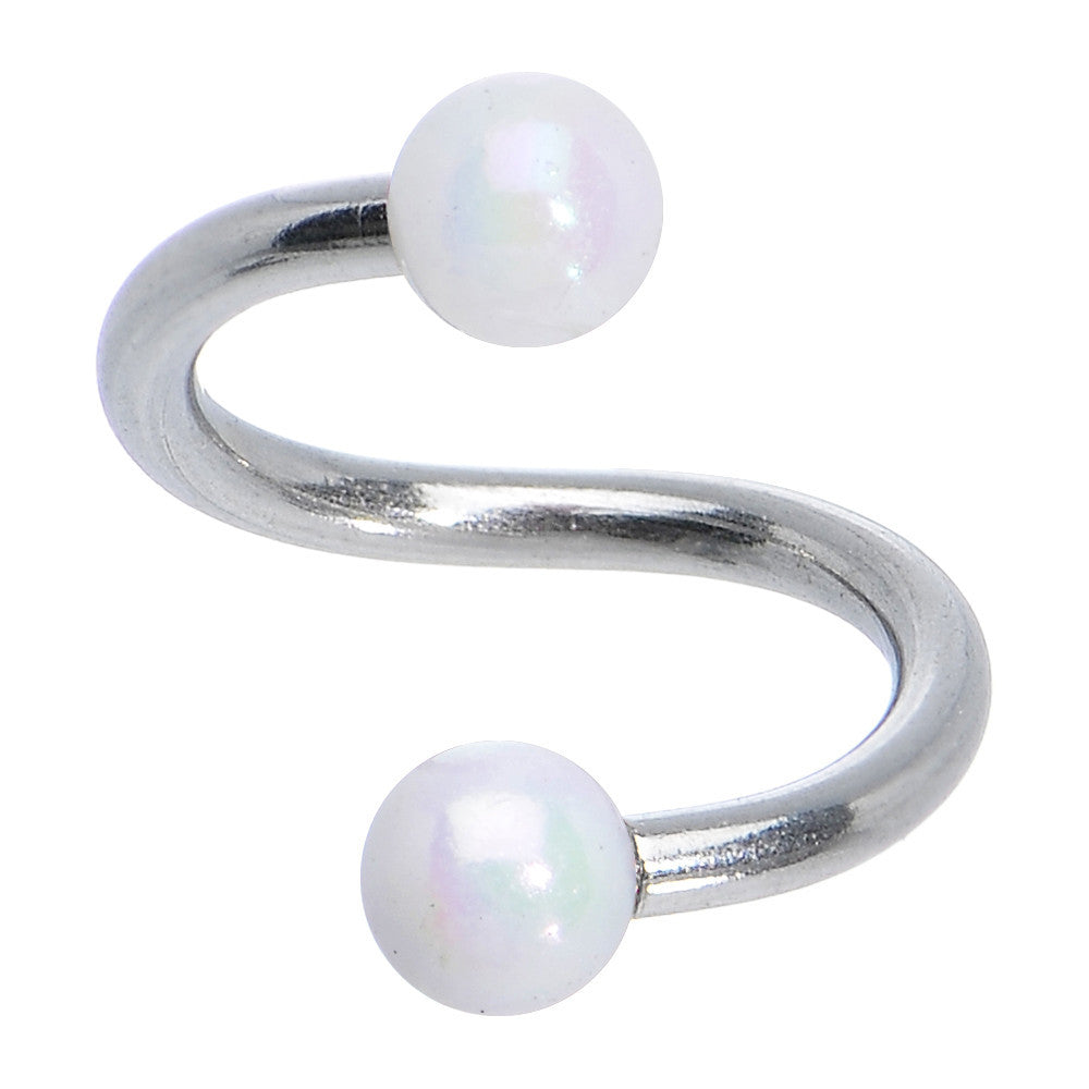 BodyCandy 16G 5/16 Iridescent White Acrylic Ball Spiral Twister Ring — main product shot
