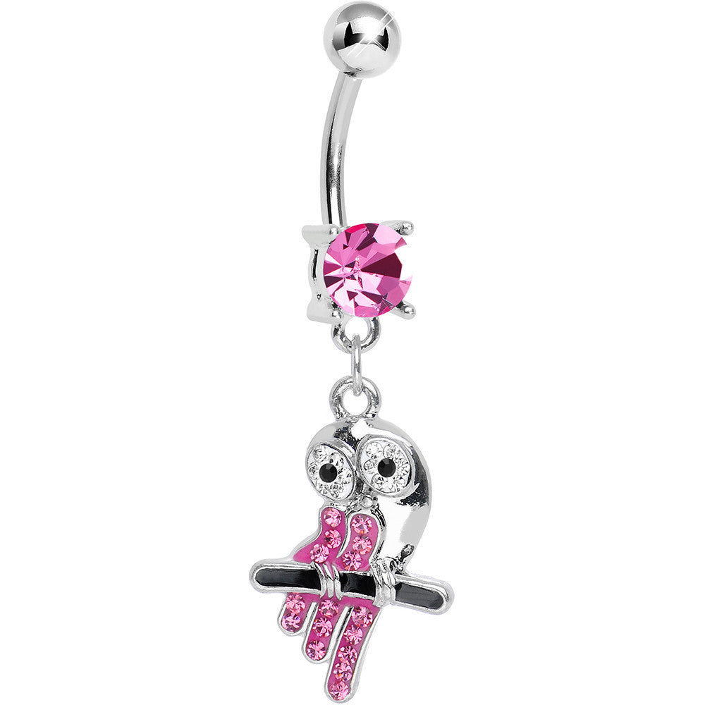 BodyCandy Pink Gem Oddly Adorable Owl Dangle Belly Ring — main product shot