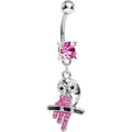 BodyCandy Pink Gem Oddly Adorable Owl Dangle Belly Ring — main product shot