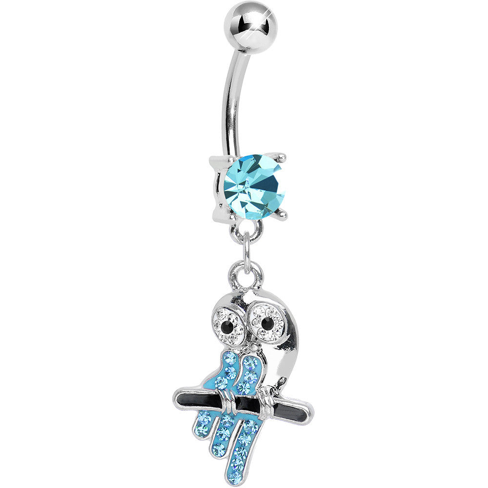 BodyCandy Aqua Gem Oddly Adorable Owl Dangle Belly Ring — main product shot