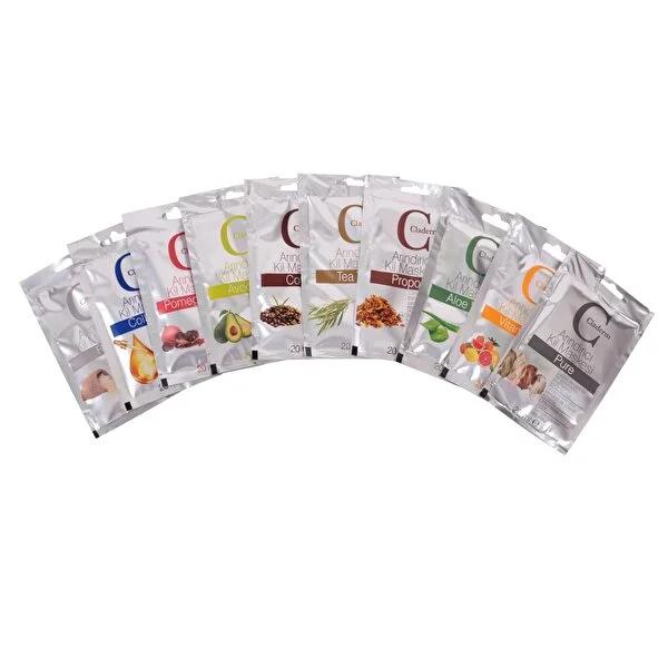 Claderm Assorted Face Masks - 10 Pack, 20ml Each - Skincare Variety Pack for Different Skin Types by Beauty Care Bag