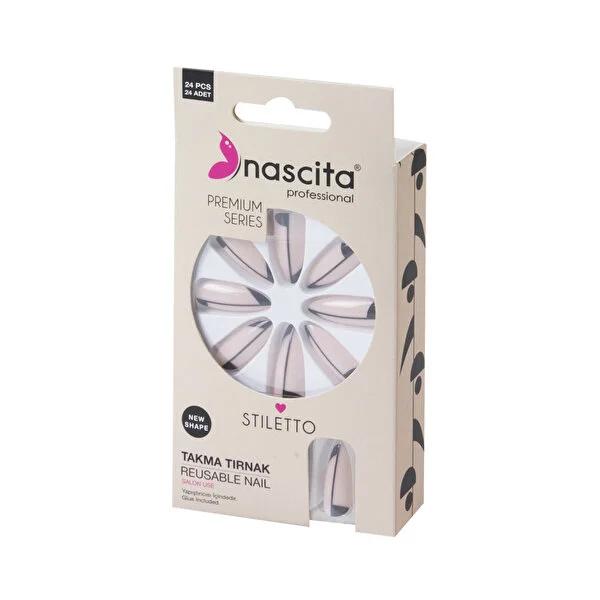 Nascita Premium Artificial Nails Stiletto Shape 24-Piece Set Colorful Nail Enhancements