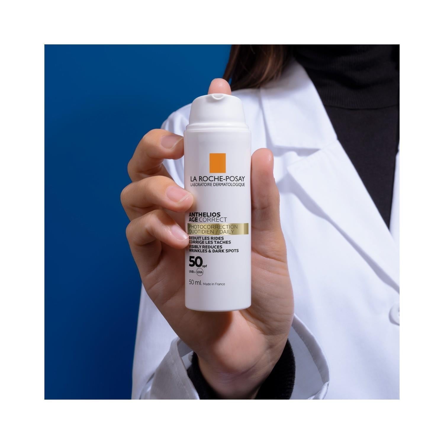 La Roche-Posay Anthelios Age Correct SPF 50: Wrinkle Reducing Sunscreen for Sensitive Skin | UVA UVB Protection & Hydrating Hyaluronic Acid