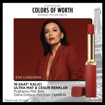 Loreal Paris Color Riche: Volumizing Matte Lipstick with Hyaluronic Acid - Intense Long Lasting Orange Color