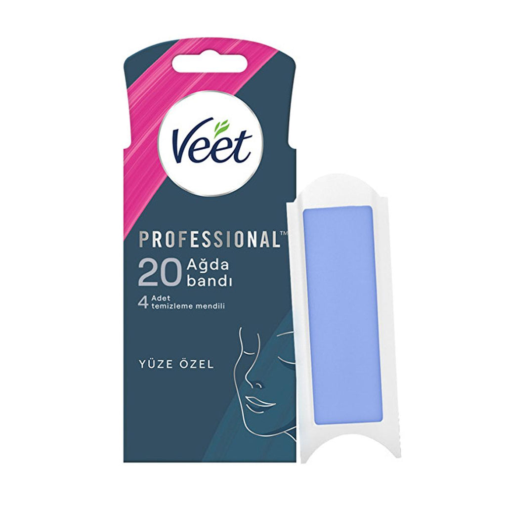 Veet Professional Facial Wax Strips for Sensitive Skin - Easy Hair Removal, Natural Ingredients, Long Lasting Results