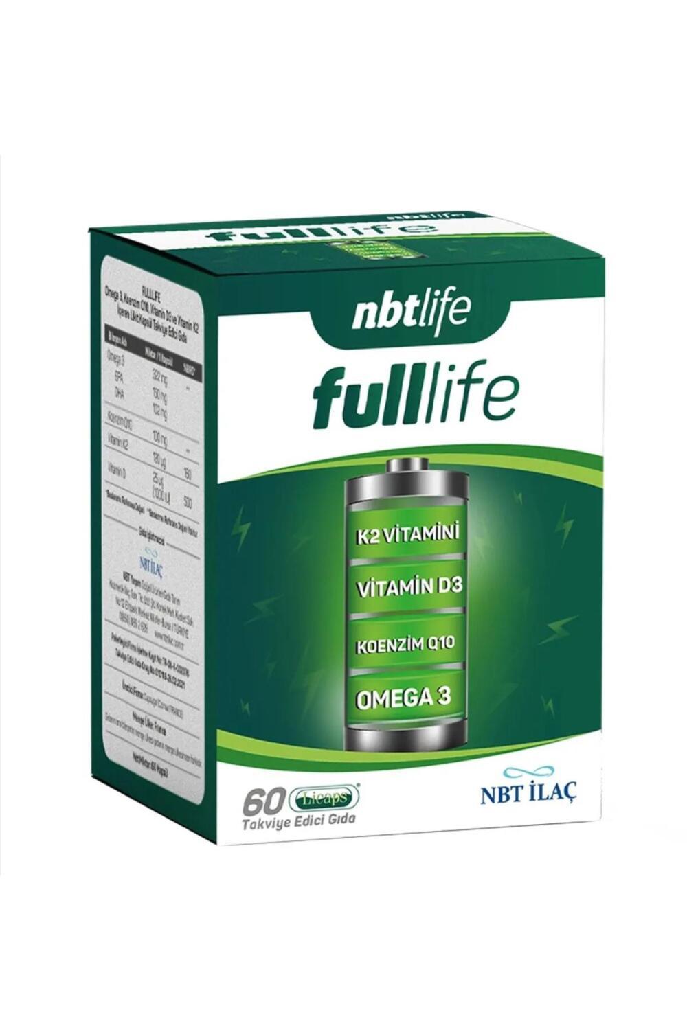 NBT Life Fulllife: Omega 3, Coenzyme Q10, Vitamin D3 & K2 Liquid Capsules (60 Count)