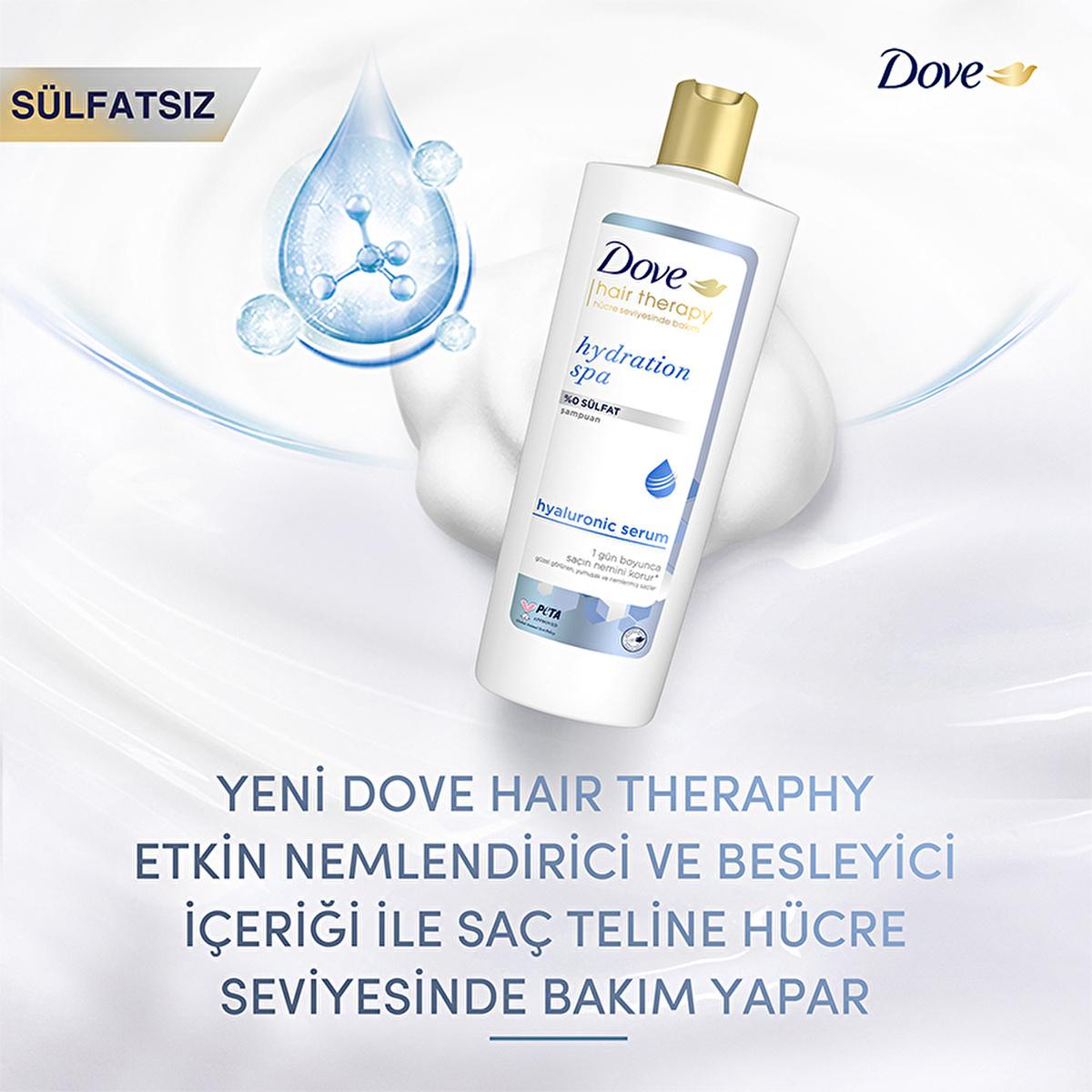 Dove Hair Therapy Hydration Spa Shampoo: Intense Moisture for Dry & Damaged Hair - Hyaluronic Acid, Deep Scalp Care, Stronger Hair