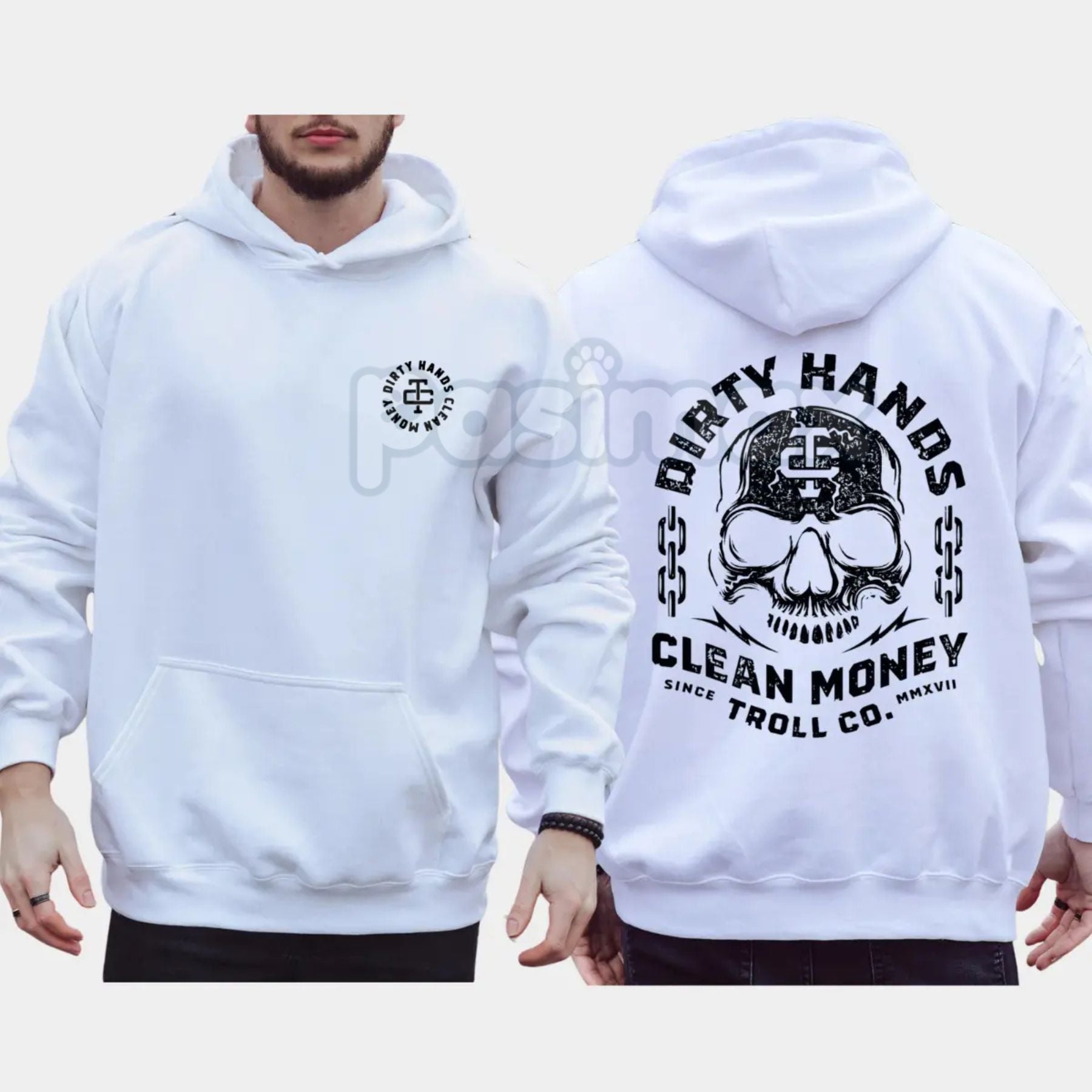 Pasimax Dirty Hands Clean Money Hoodie – Hard Work Ethic Statement Pullover, Tradesman & Entrepreneur Apparel, Unisex — side 