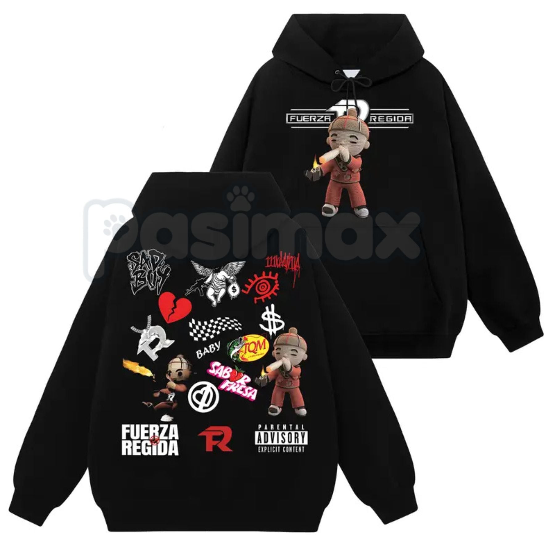 Pasimax Vintage Fuerza Regida All Top Song Album #178 – Retro Graphic T-Shirt, Sweatshirt & Hoodie — side view