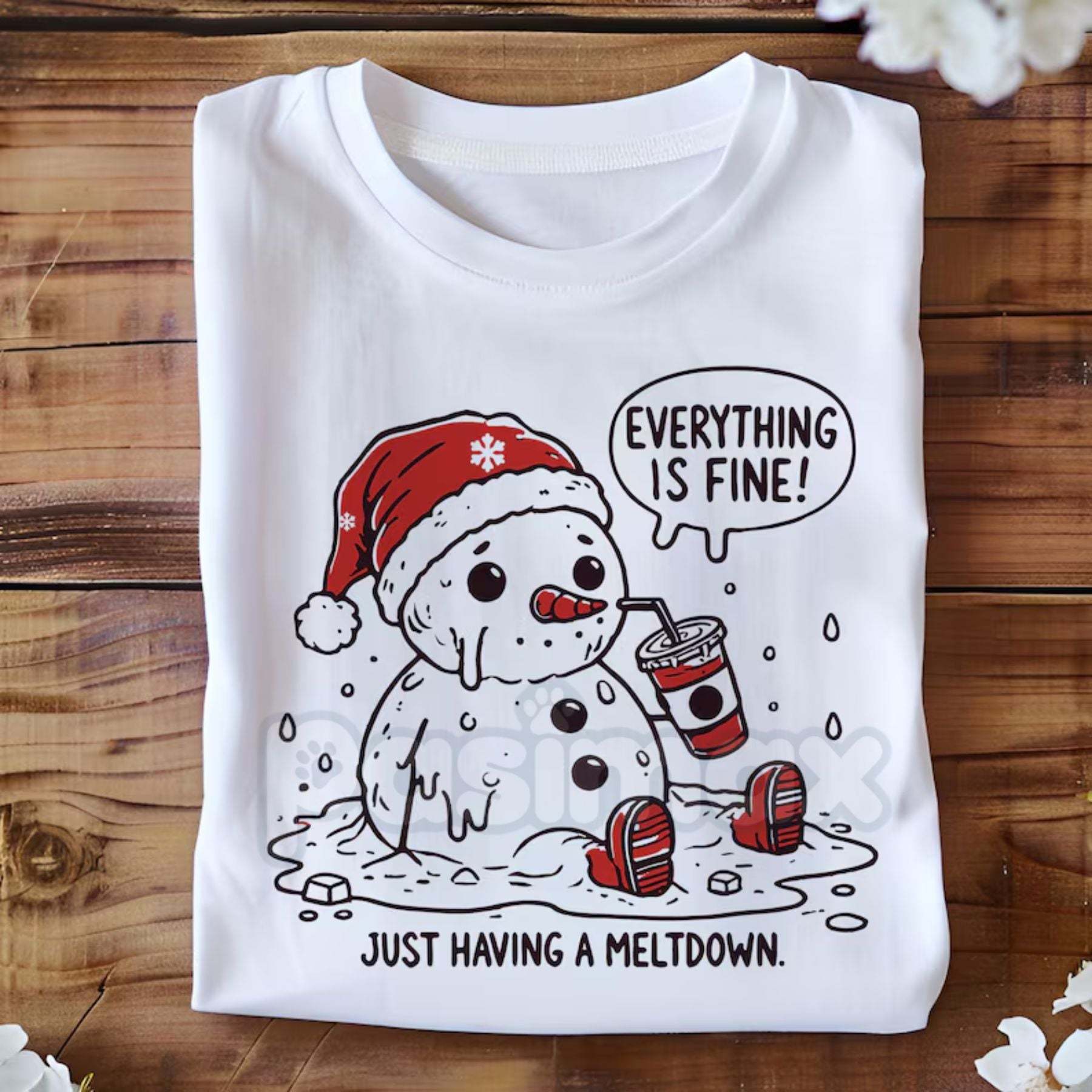 Pasimax "Everything is Fine Just Having Meltdown" T-Shirt - Funny Relatable Slogan Tee, Dark Humor Stress Apparel, Ironic Sta