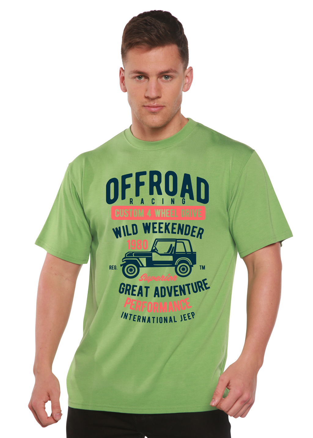 Spun Bamboo Off Road Racing Spun Bamboo® Men's Bamboo Viscose/Organic Cotton Short Sleeve Graphic T-Shirt — in-use photo