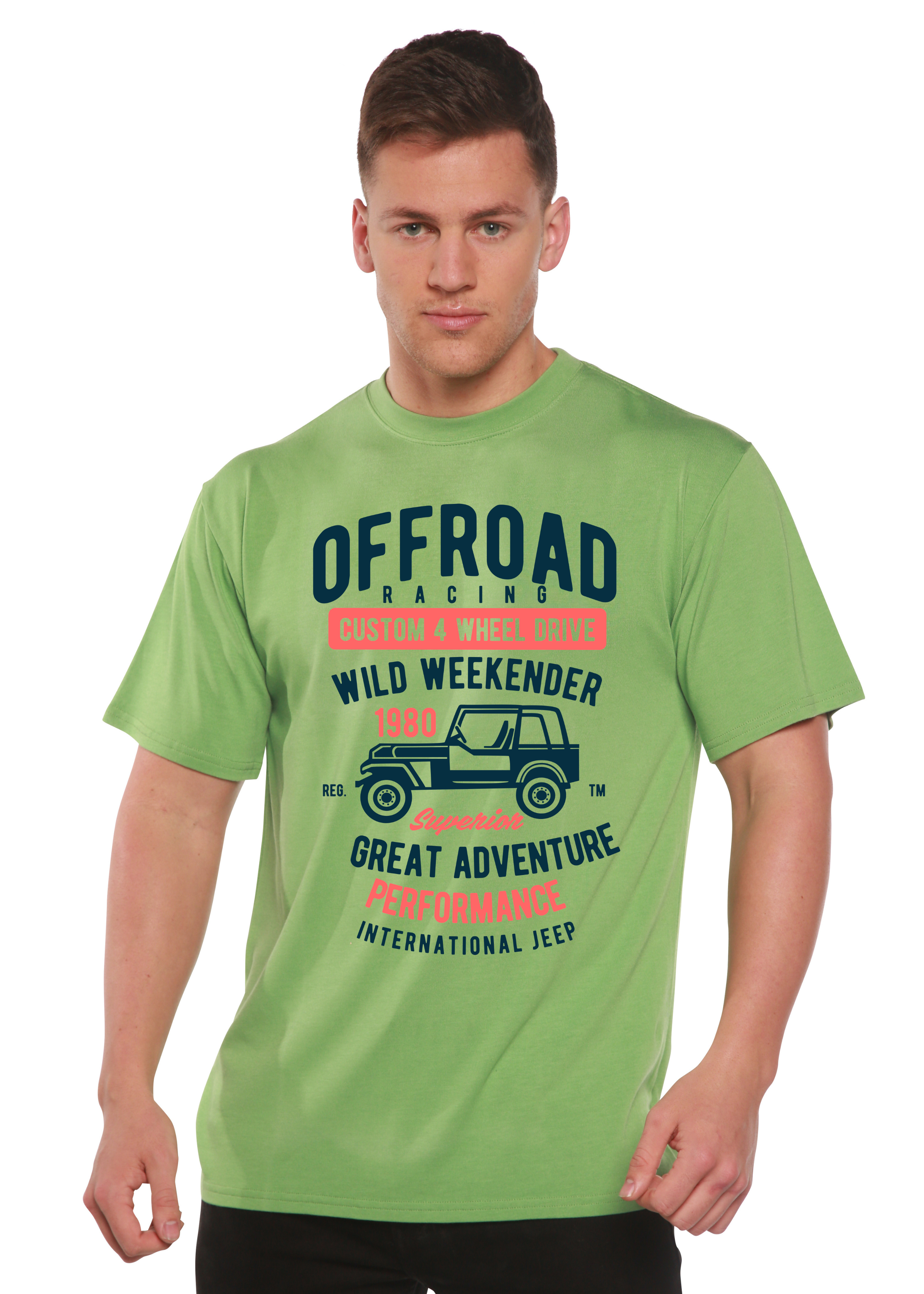 Spun Bamboo Off Road Racing Spun Bamboo® Men's Bamboo Viscose/Organic Cotton Short Sleeve Graphic T-Shirt — in-use photo