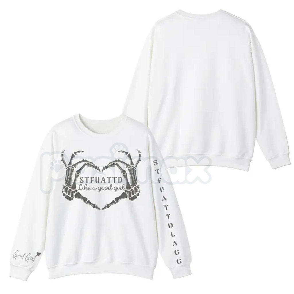 Pasimax STFUATTDLAGG Gothic Sweatshirt | Dark Romance Trope Jumper | Like A Good Girl Bookish Aesthetic Crewneck | Smutty Boo