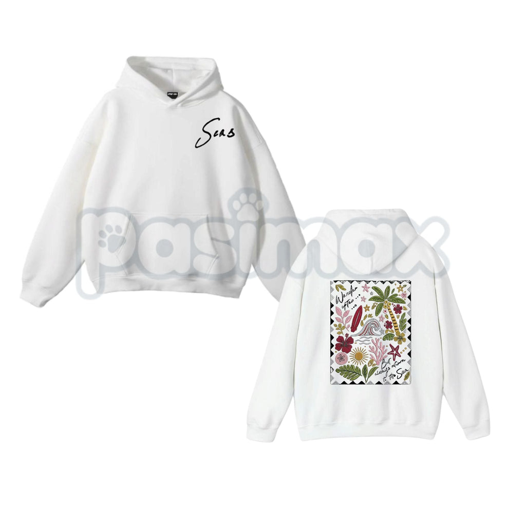 "The Sea" Embroidered Unisex Hoodie – Minimalist Coastal Aesthetic, Heavy Blend Comfort Sweater