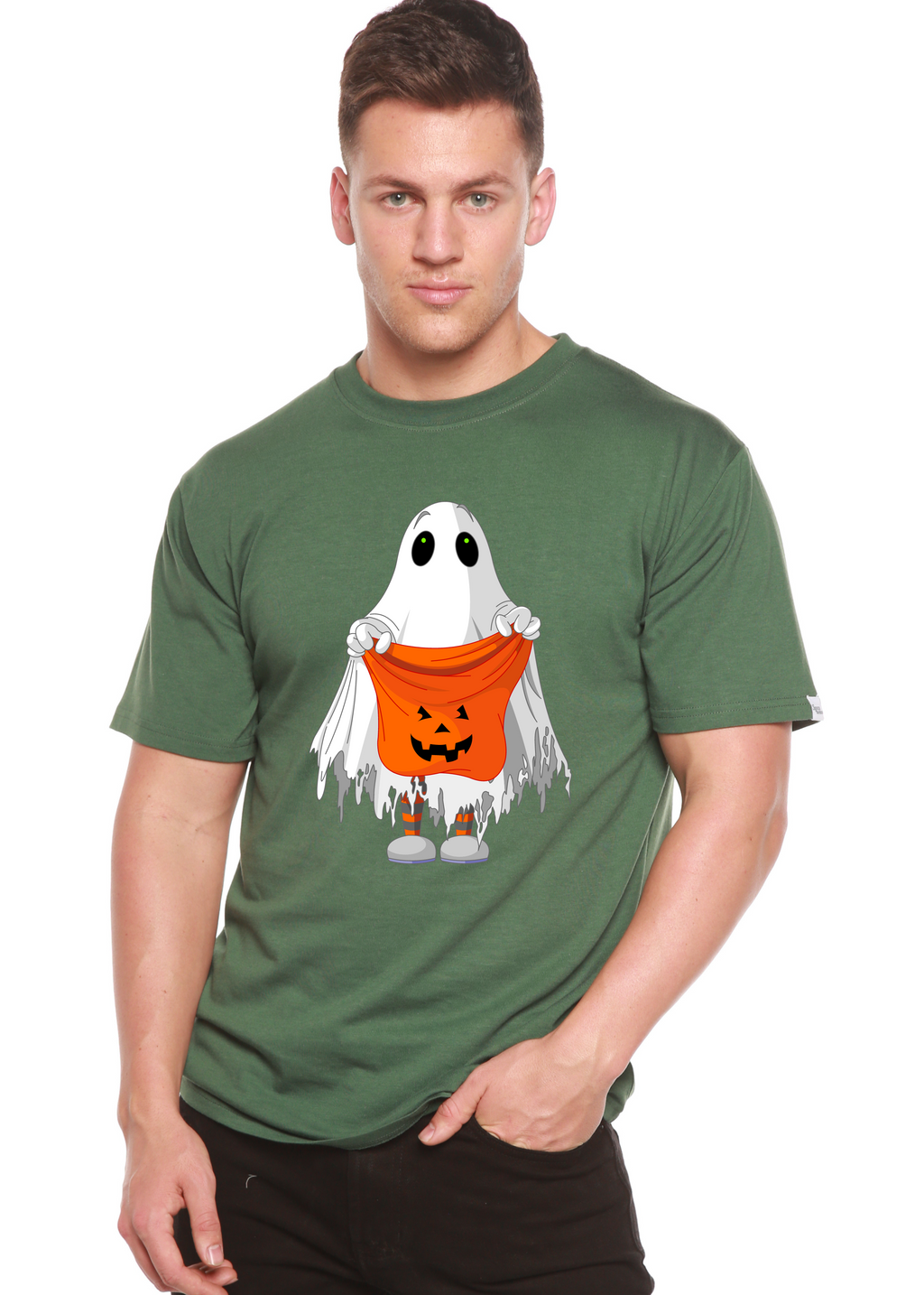 Spun Bamboo Boo Halloween Men's Bamboo Viscose/Organic Cotton Short Sleeve Graphic T-Shirt — main product shot